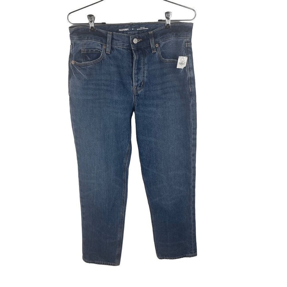 NWT Old Navy High Rise Slouchy Straight Button Fly Jeans Size 0 Waist‎ 30"